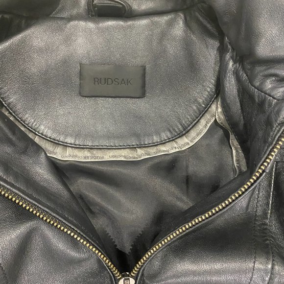 Rudsak Women's Black High Collar Leather Jacket - Picture 8 of 11